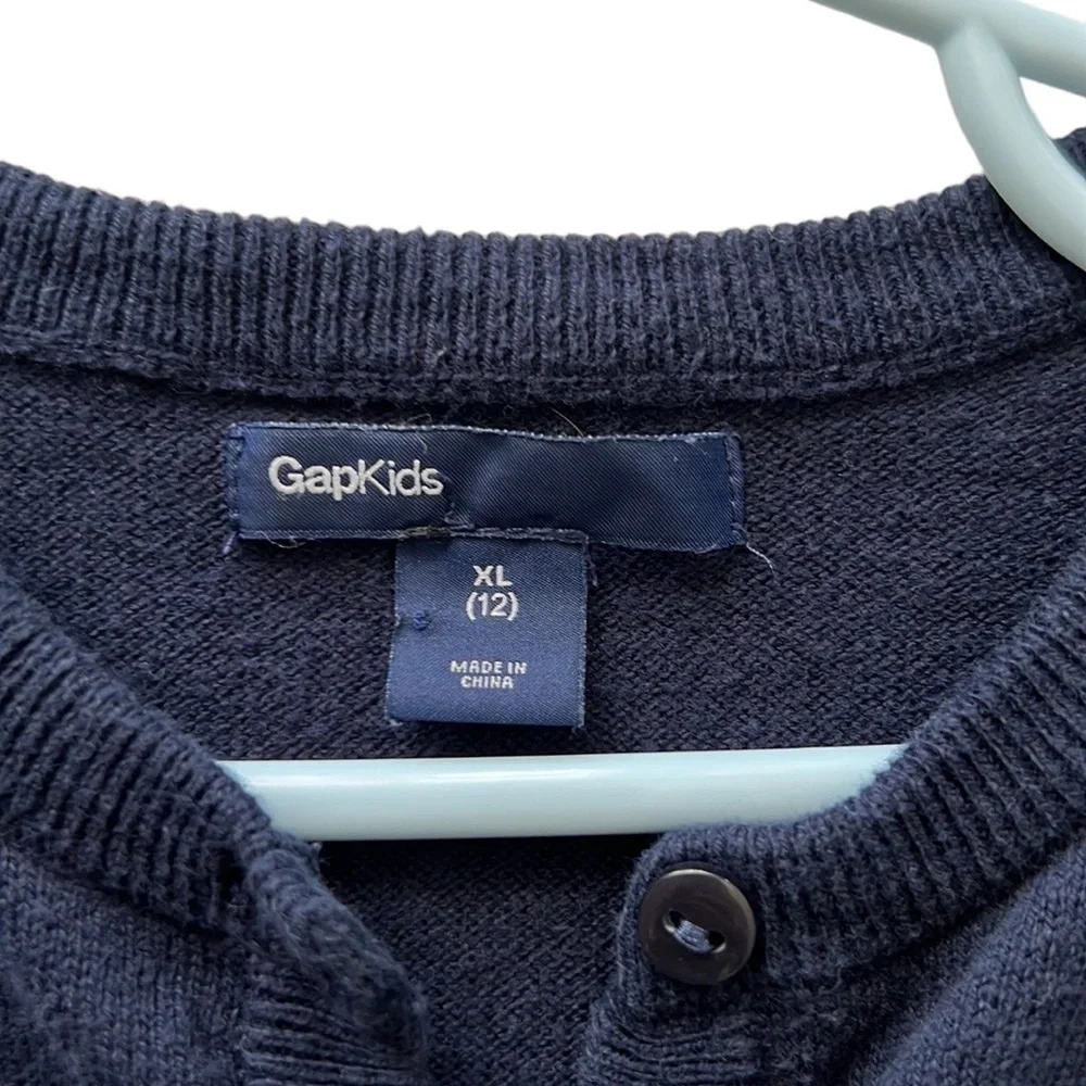 GapKids girls navy blue button down cardigan - Picture 2 of 4